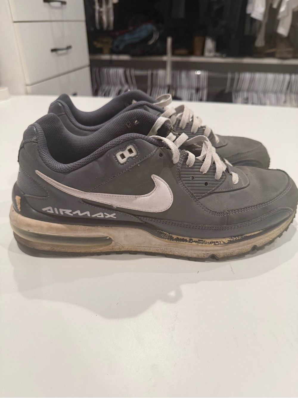 Nike Grey and White Low-Top Athletic Sneakers AirMax